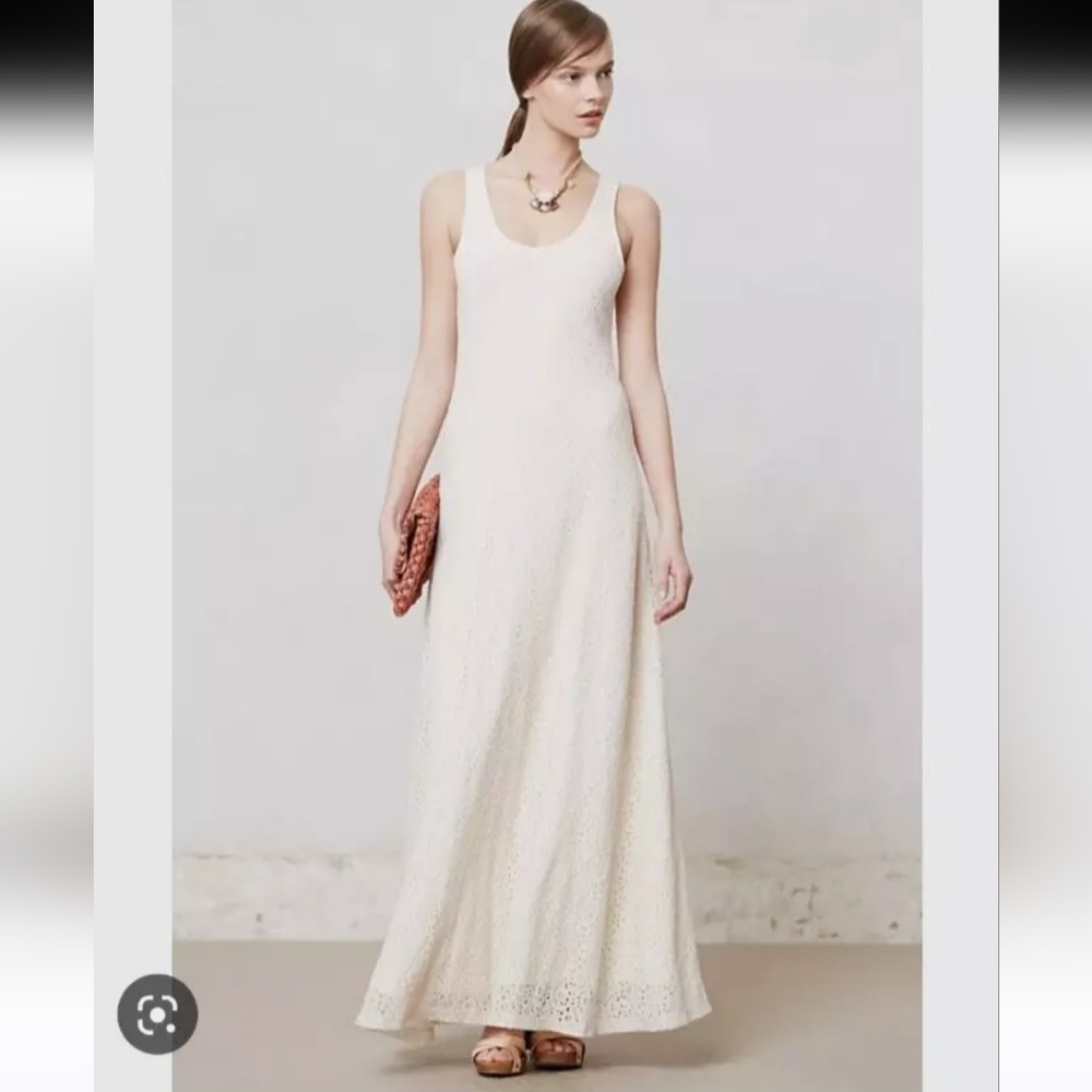 Anthropologie Piper Gore Carris Cream Lace Sleeveless Maxi Dress‎ - Wedding